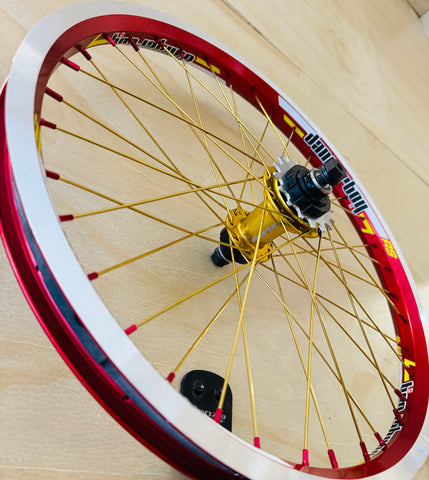 Dangerboy Alloy Pro Wheelset Red/Gold (disc compatible)