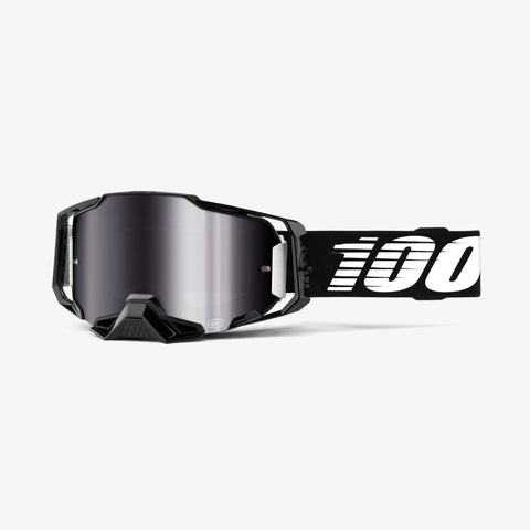 100% Armega Goggles Black, Silver Flash Mirror Lens