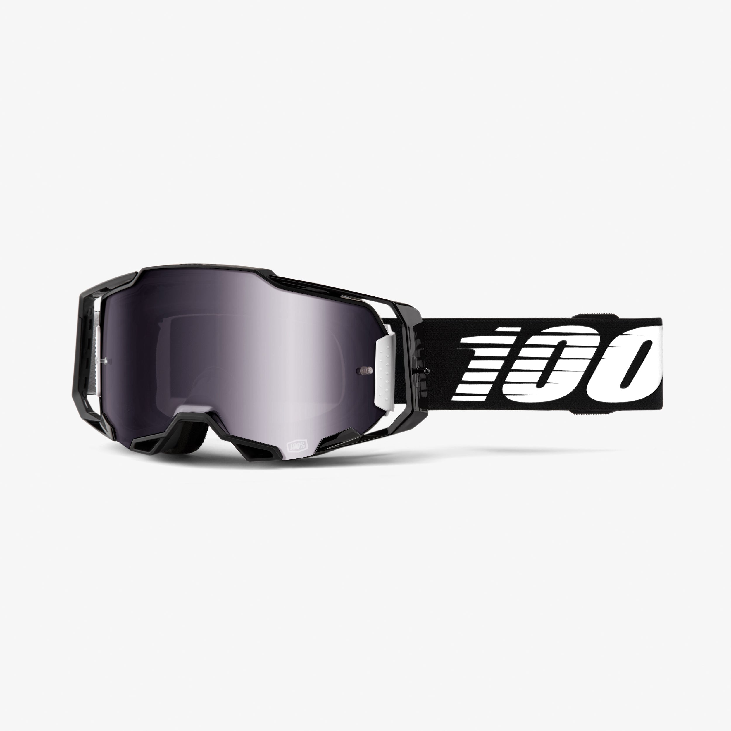 100% Armega Goggles Black, Silver Flash Mirror Lens